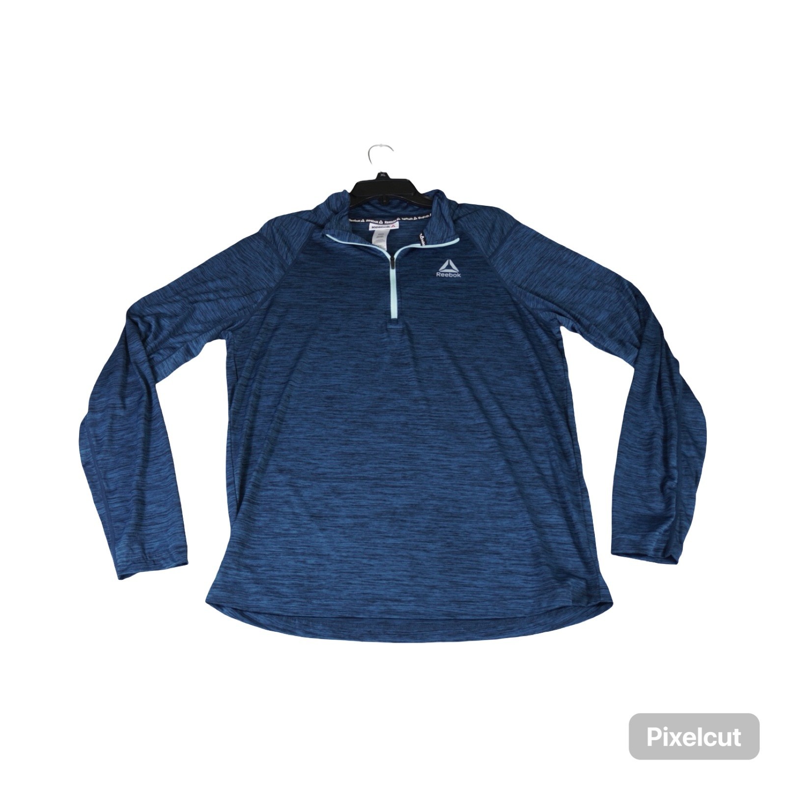 Reebok Quarter Zip Pullover Mens Medium Blue Space Dye Activewear Long Sleeve gallery