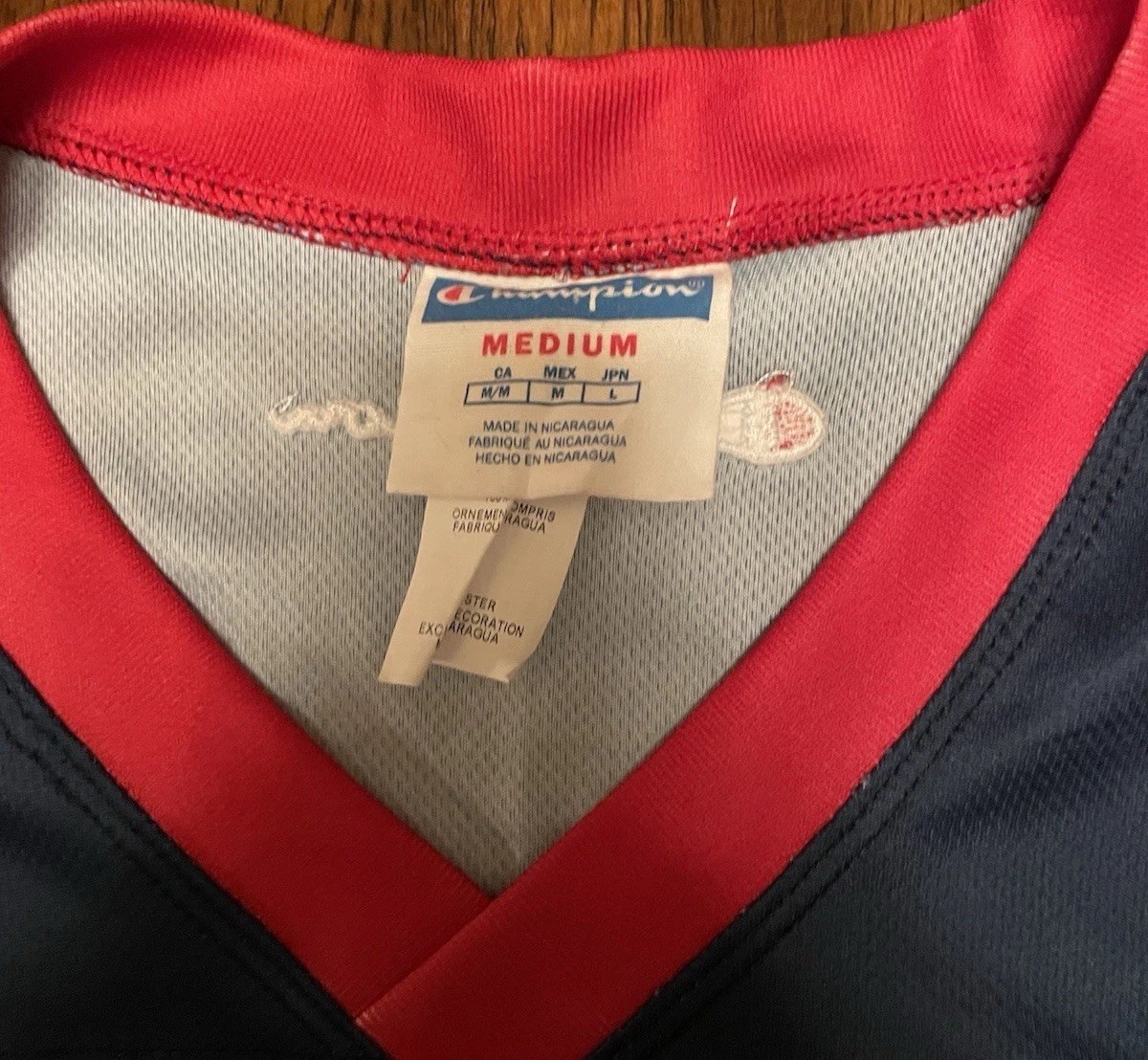 Champion Hockey Jersey #19 USA Red White Blue Sz M 40 Sublimation shirt gallery