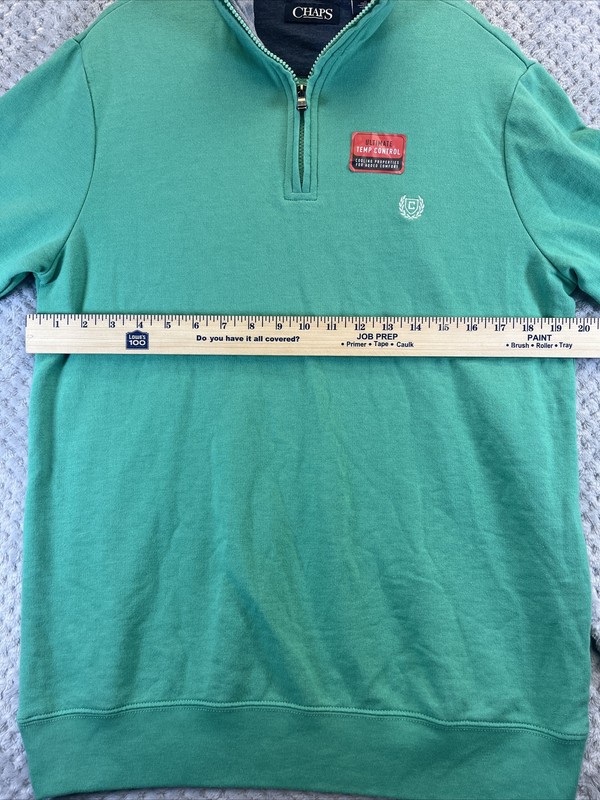 Chaps Men Shirt Size Medium Solid Green Long Sleeve 1/4 Zip New gallery