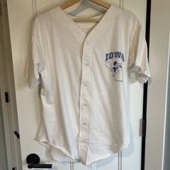 Mickey Mouse Jersey Womens Large Velva Sheen Cream Baseball USA Made VTG 80s