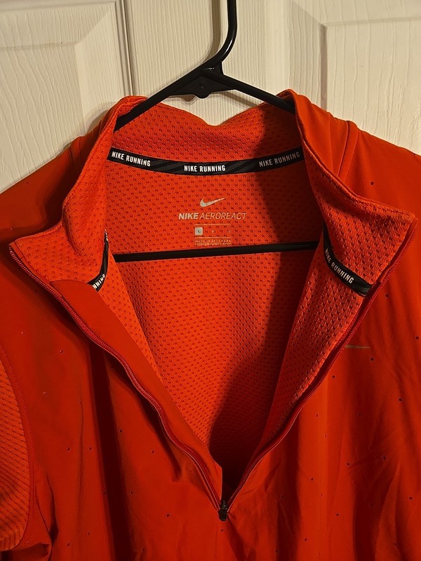 Nike Men's AeroReact Running TopLarge Red/Orange Quarter Zip gallery
