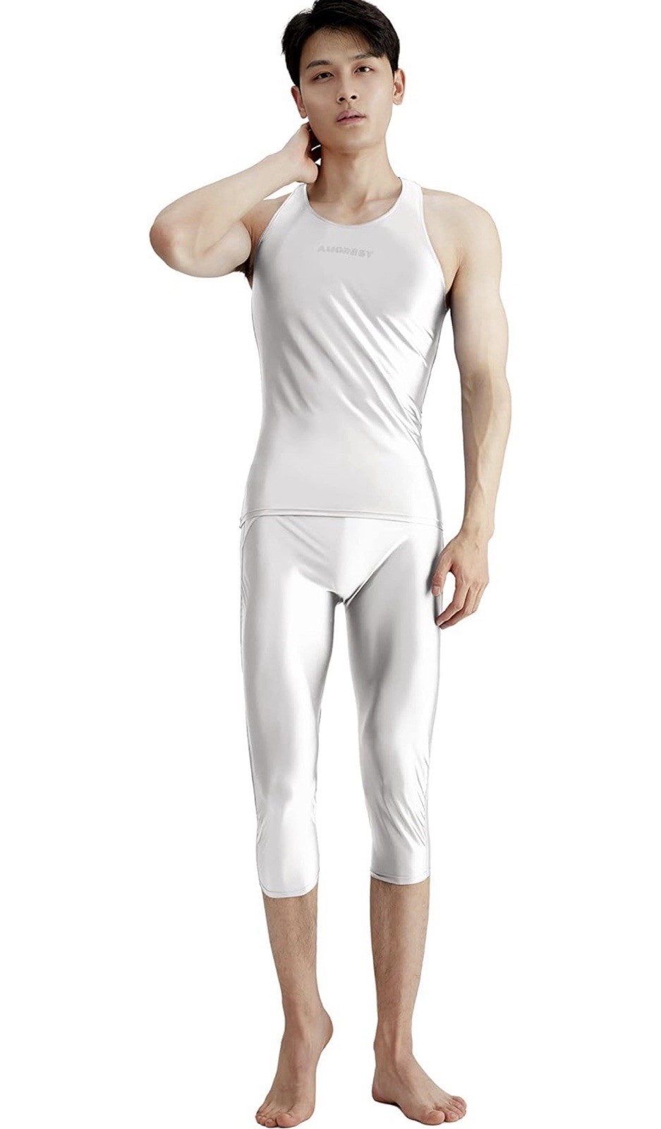 Amoresy Men’s Titan Racerback Tank Top Spandex Lycra sheer Nylon Medium M gallery