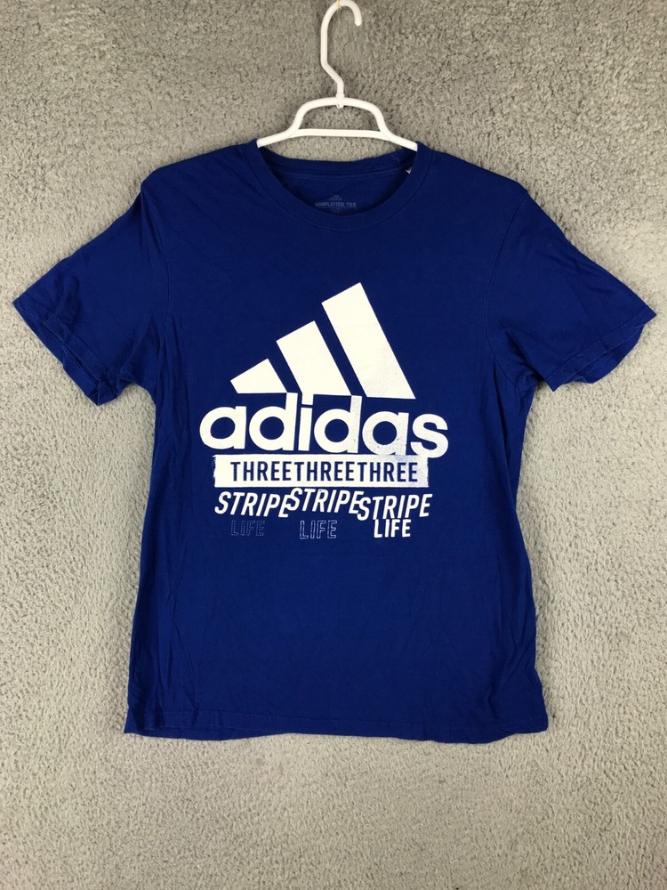 Adidas Amplifier Tee Mens Short Sleeve Crew Neck Blue Athletic T Shirt Size S