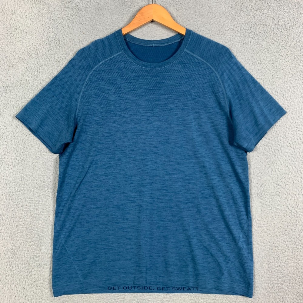 Lululemon Metal Vent Shirt Mens XL Poseidon/Hawk Blue Tech Seamless Crew Workout