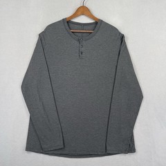 Lululemon Henley Shirt Mens XL Gray Long Sleeve Solid Casual Athleisure Stretch