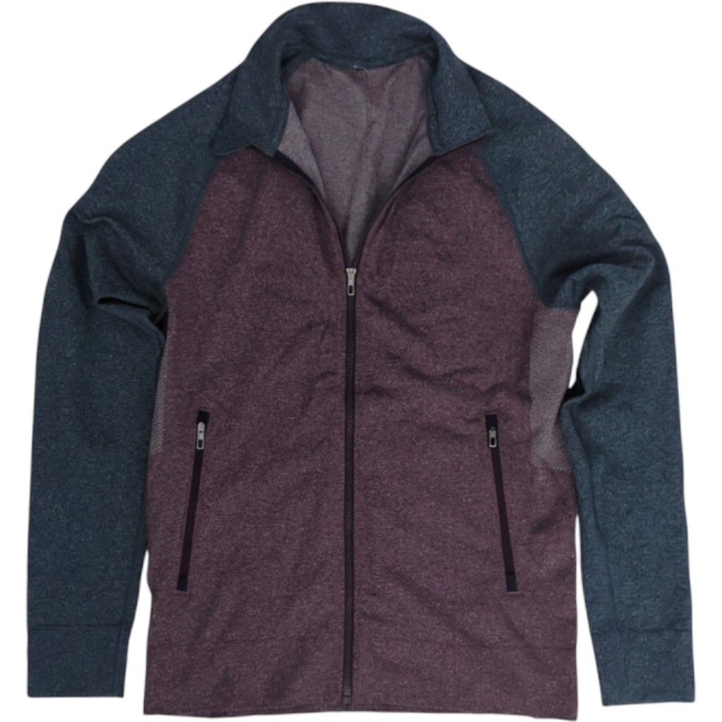 Lululemon Mens Small Pulse Jacket Red Blue Full Zip Pockets Cassis Nautical Navy gallery