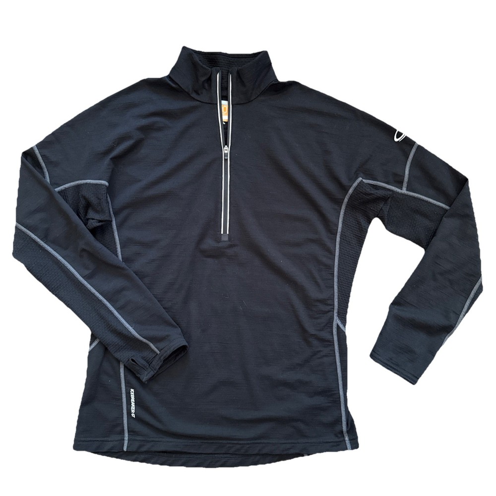 Icebreaker 200 Oasis Merino Wool Quarter Zip Base Layer Men Medium Black Thermal