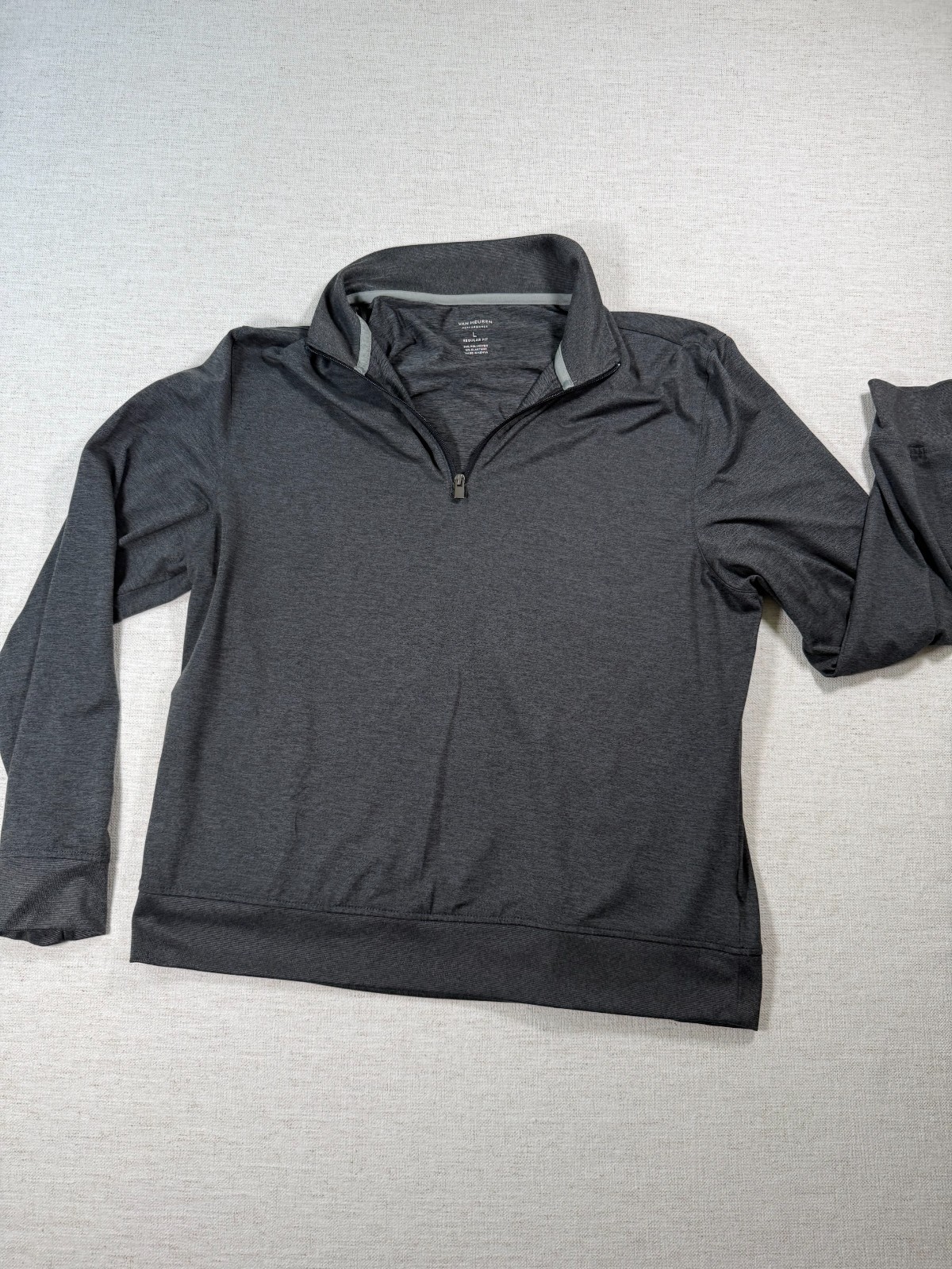 Van Heusen Top Men Large Heathered Gray Stretch Performance Quarter Zip Training gallery