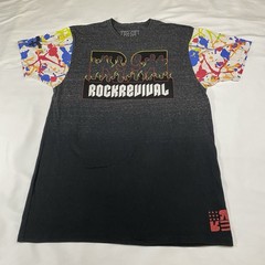 Rock Revival Graphic T-Shirt With Paint Splatter Sleeves Men’s Size L