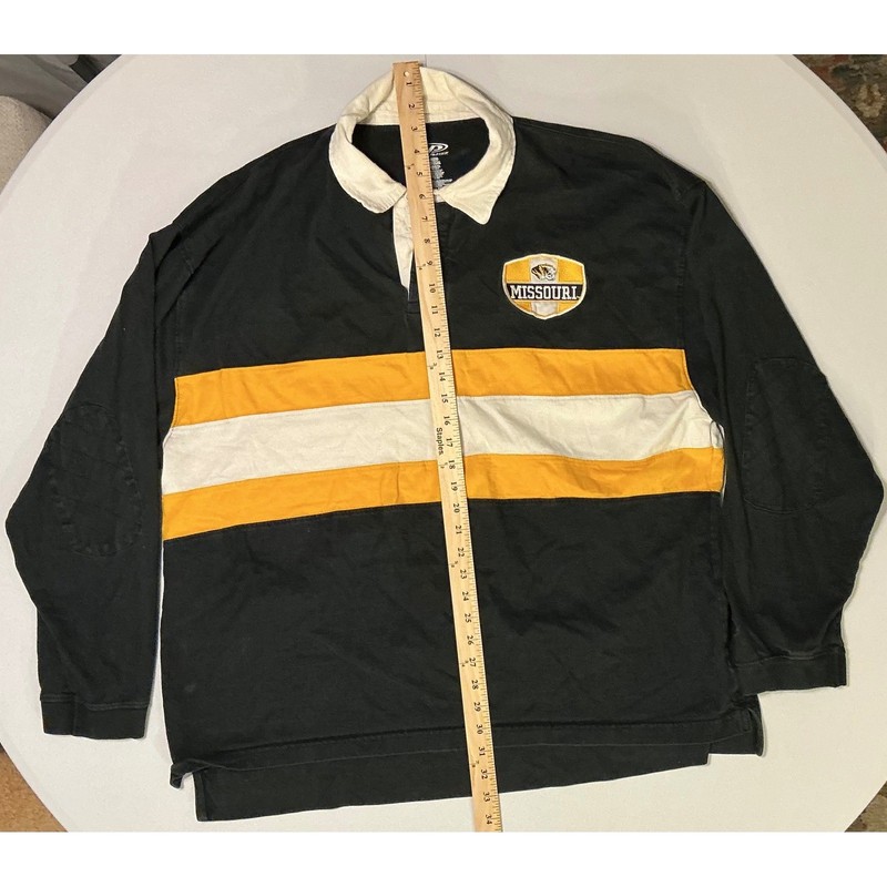 VTG Missouri Tigers Pro Player Longsleeve Rugby Polo Black Yellow Striped 2XL gallery