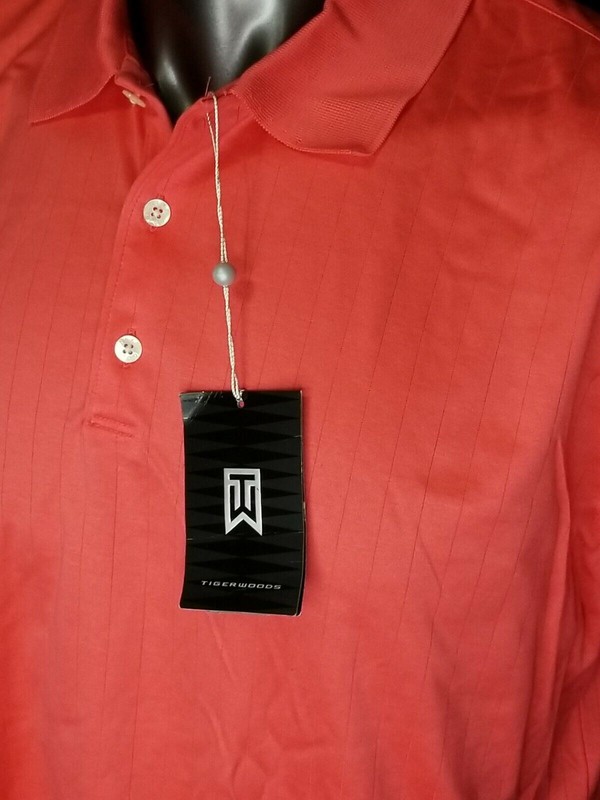 Vintage Tiger Woods Nike Golf Polo SZ L 2005 US OPEN TW CORAL 192174 2005 gallery