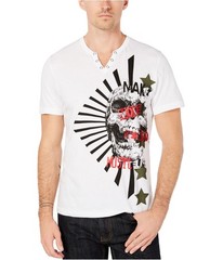 I.N.C Mens Skull Graphic T-Shirt, whitepure, L