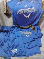 2 Mens UNDER ARMOUR MD loose Air Force and Russell shorts Men’s Medium? Blue