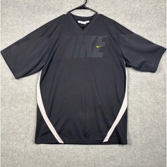 Nike V-Neck Athletic Shirt Mesh Side Panels Large Black