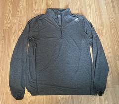 REEBOK Men’s 1/4 Zip Mock Neck Pullover Long Sleeve Shirt, Grey, Size XL