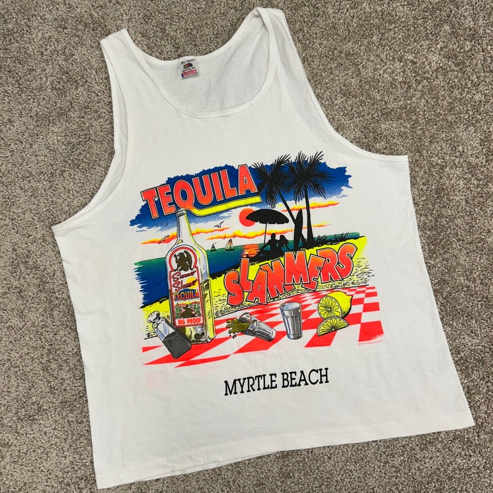 Vintage Tequila Slammers Double Sided Tank Top Myrtle Beach Men XL USA Made 90s