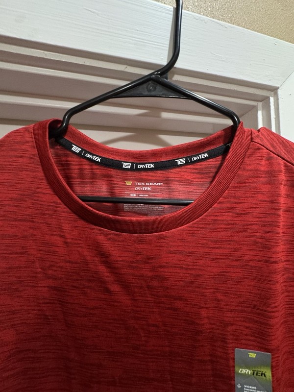 Tek Gear DryTek Moisture Wicking Heathered Red Crew Neck T-Shirt Men's 2XL B&T gallery
