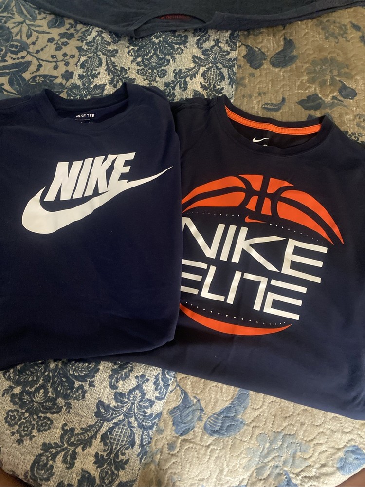 2x- Nike Mens Size Medium T-shirts, Navy Blue & Black Nike Elite Basketball