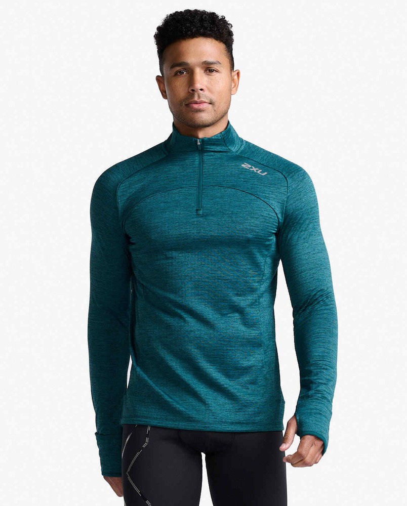 New 2XU Men Ignition 1/4 Zip Long Sleeve Top Thermal XL X-Large (Jade) MR6830a