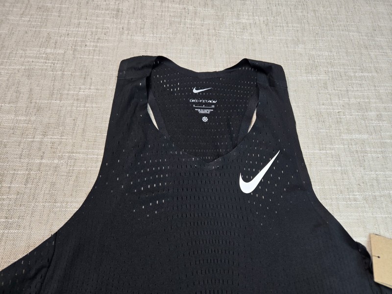 NIKE Aeroswift ADV Singlet Small Mens Black White Dri Fit Running Slim Fit gallery