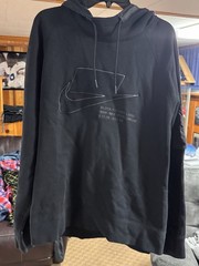 Nike NSW Pullover Hoodie Men’s XL Black Blackout Logo Arm Zip Pocket CU3797-001