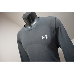 Under Armour Long Sleeve Gym Shirt Mens Large Gray HeatGear Fitted Excellent