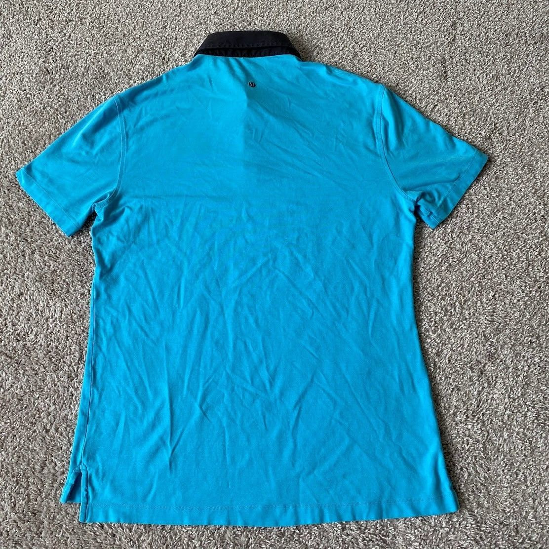 Lululemon Polo Mens Large L Evolution Blue Short Sleeve Shirt Athletic Stretch gallery