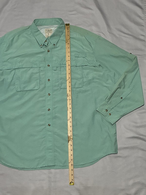 L.L. Bean Shirt Mens 2XL Green Long Sleeve Vented Fishing Hiking Lightweight gallery