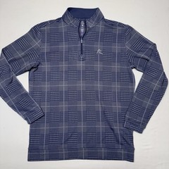 Rhoback Men’s 1/4 Zip Sz M Gray Blue Houndstooth Pullover Performance Golf