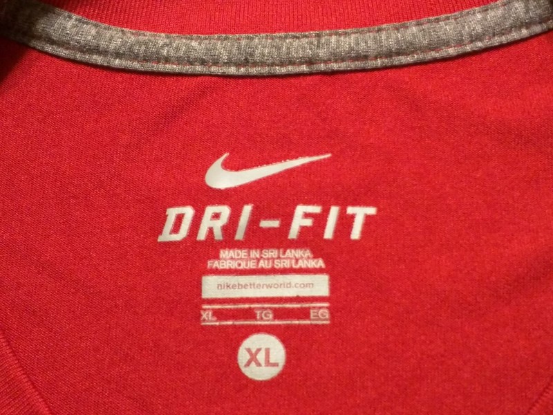 NIKE DRI-FIT RN – Silver Swoosh Dark Red Athletic DRI-FIT T-shirt - Men Size: XL gallery