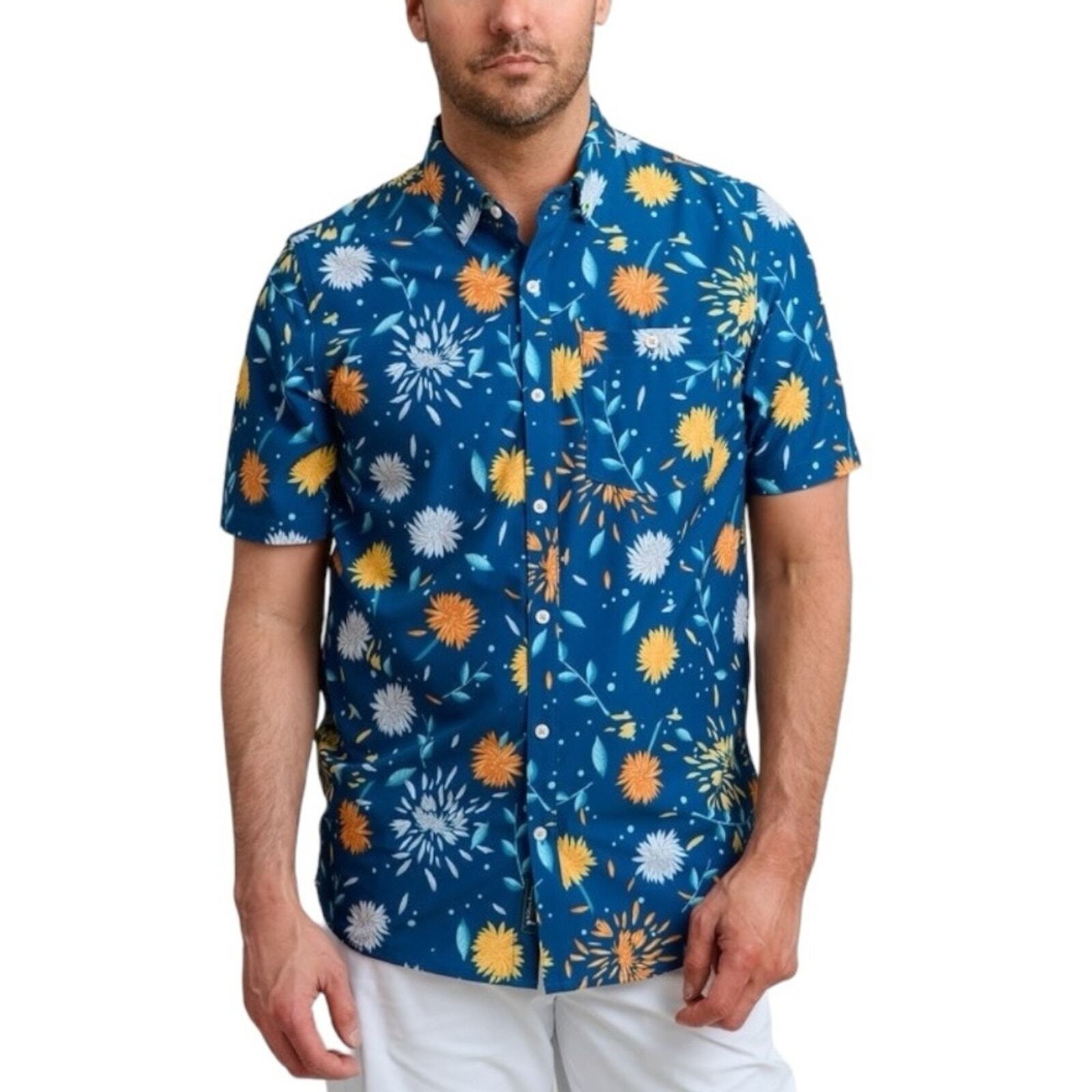 William Murray Golf Mums The Word Navy Multicolored S/S Button Down L New Sealed gallery
