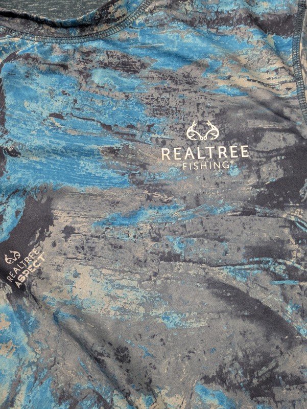 Realtree Fishing Shirt Mens Small Blue Aspect Camo Long Sleeve Reversible Vented gallery