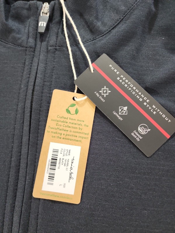 TravisMathew The Heater 1/4 Zip Pullover Mens L Large Eco Performance Golf Black gallery