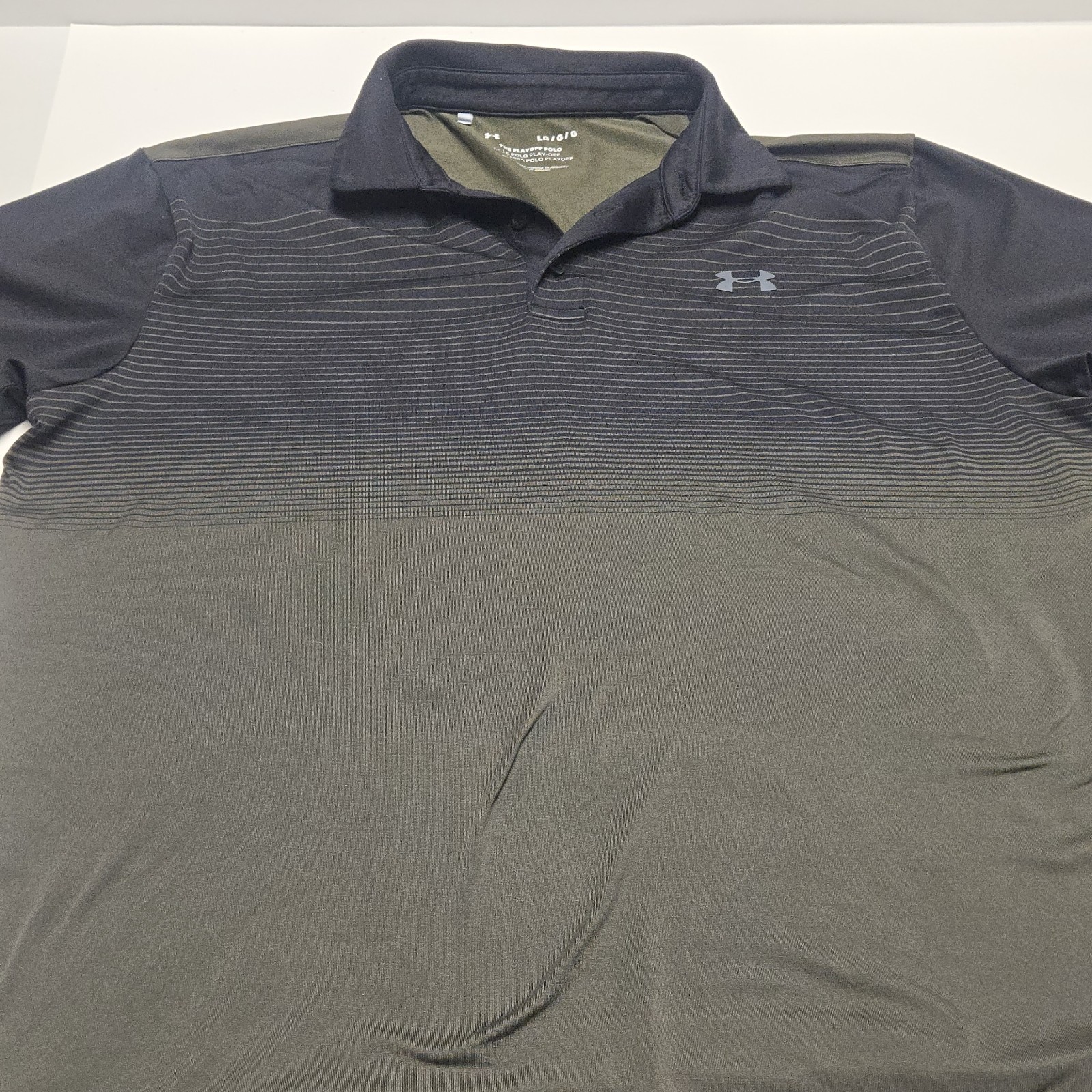 Under Armour Mens Large Blue/Gray/Light Gray Striped The Playoff Polo Golf gallery
