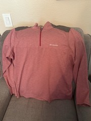 Columbia Omni-Wick Men’s L 1/4 Zip Moisture Wicking Pullover Red/Gray