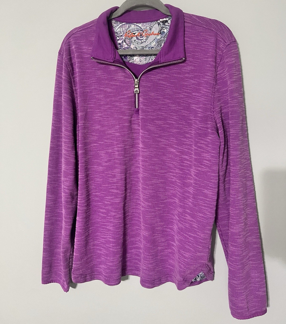 Robert Graham Purple Heathered 1/4 Zip Classic Fit Pullover L gallery