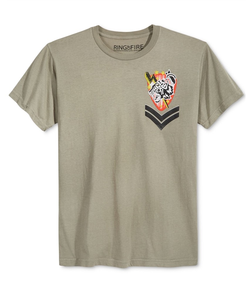 Ring Of Fire Mens Tiger Bomb Squad Embellished T-Shirt, Green, Small gallery