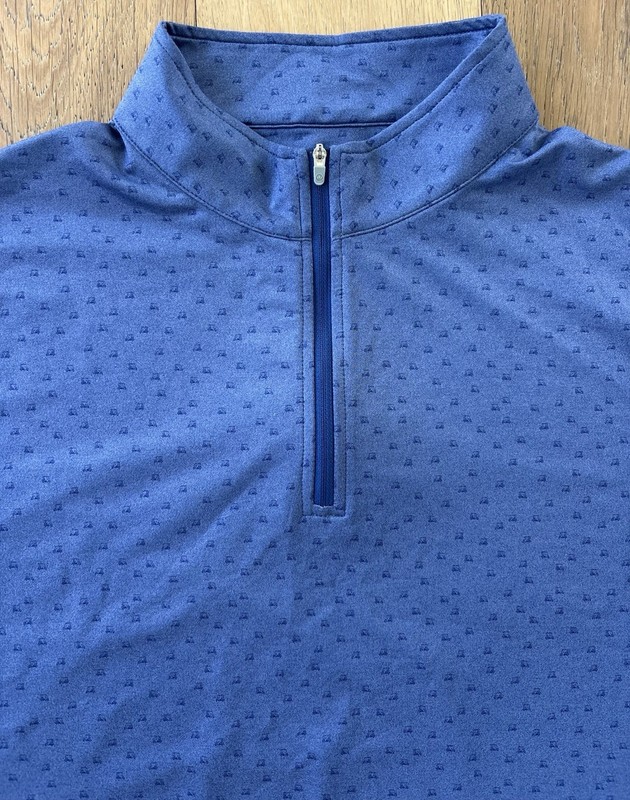 Peter Millar Perth Carts Men's Performance Quarter 1/4 Zip Pullover Blue XL gallery