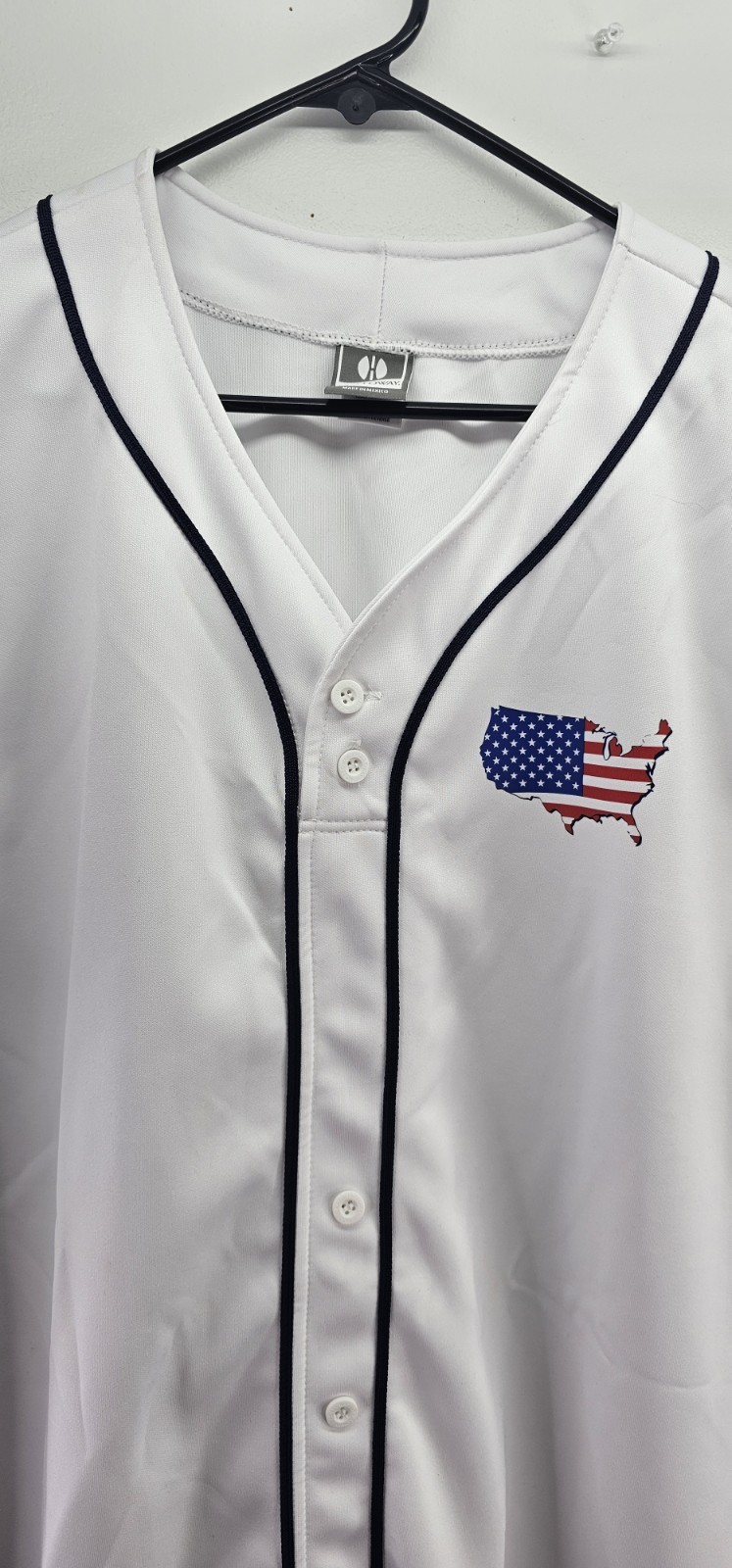 3XL Holloway White/Navy Baseball jersey With Left Baseball USA FLAG Chest Logo gallery
