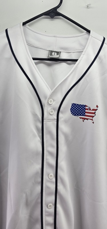 3XL Holloway White/Navy Baseball jersey With Left Baseball USA FLAG Chest Logo gallery