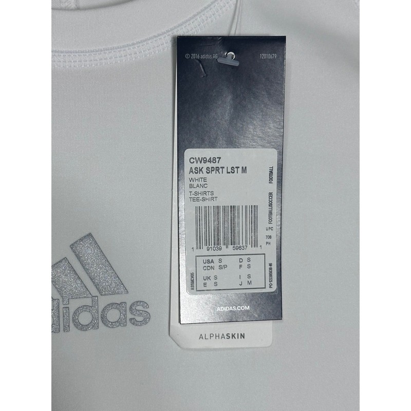 Adidas Alphaskin Techfit Compression Long Sleeve Shirt White Mens Small CW9487 gallery