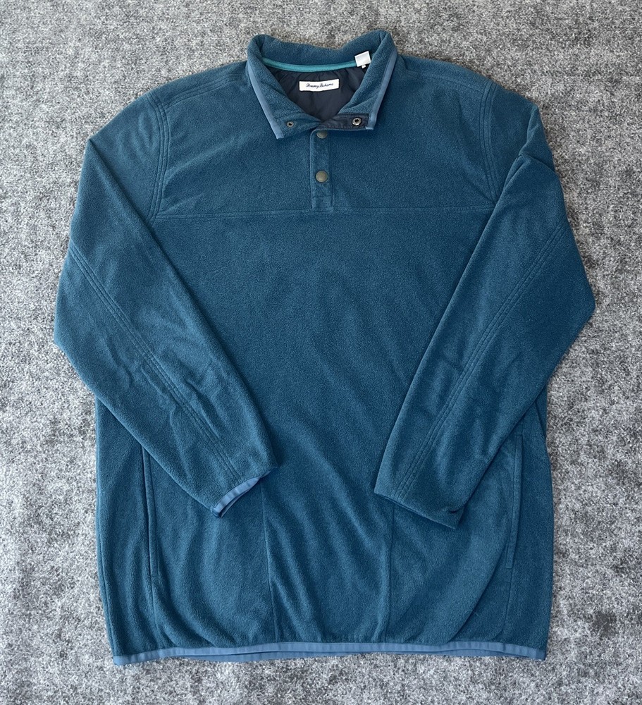 Tommy Bahama 1/4 Snap Sweater Men’s 2XLT Long Sleeve Pullover Blue