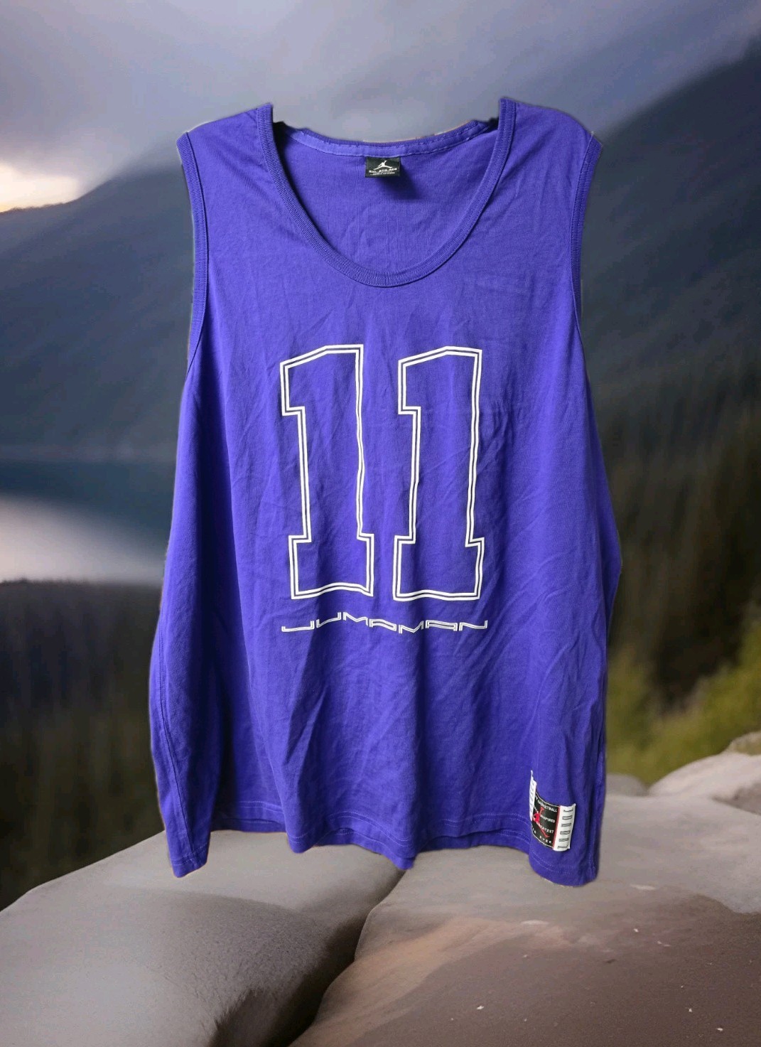 Jordan AJXI 11 Mens 3XL Tank Top Sleeveless Shirt Germain Blue White Jumpman gallery