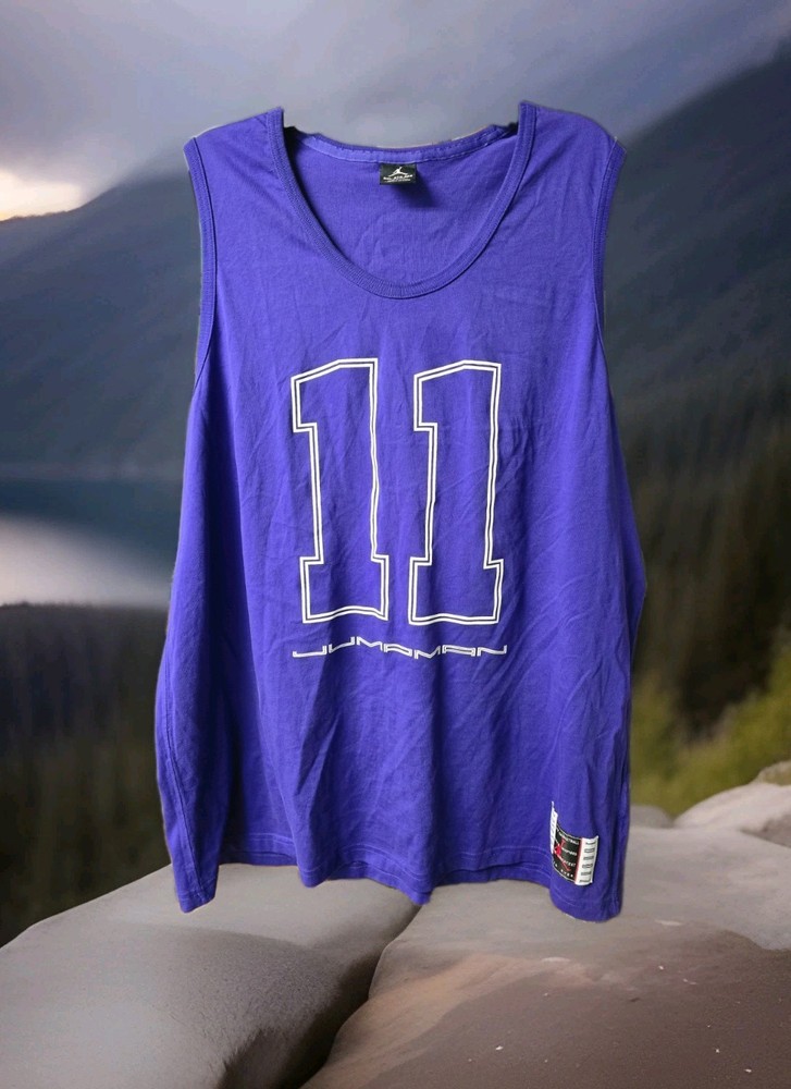 Jordan AJXI 11 Mens 3XL Tank Top Sleeveless Shirt Germain Blue White Jumpman