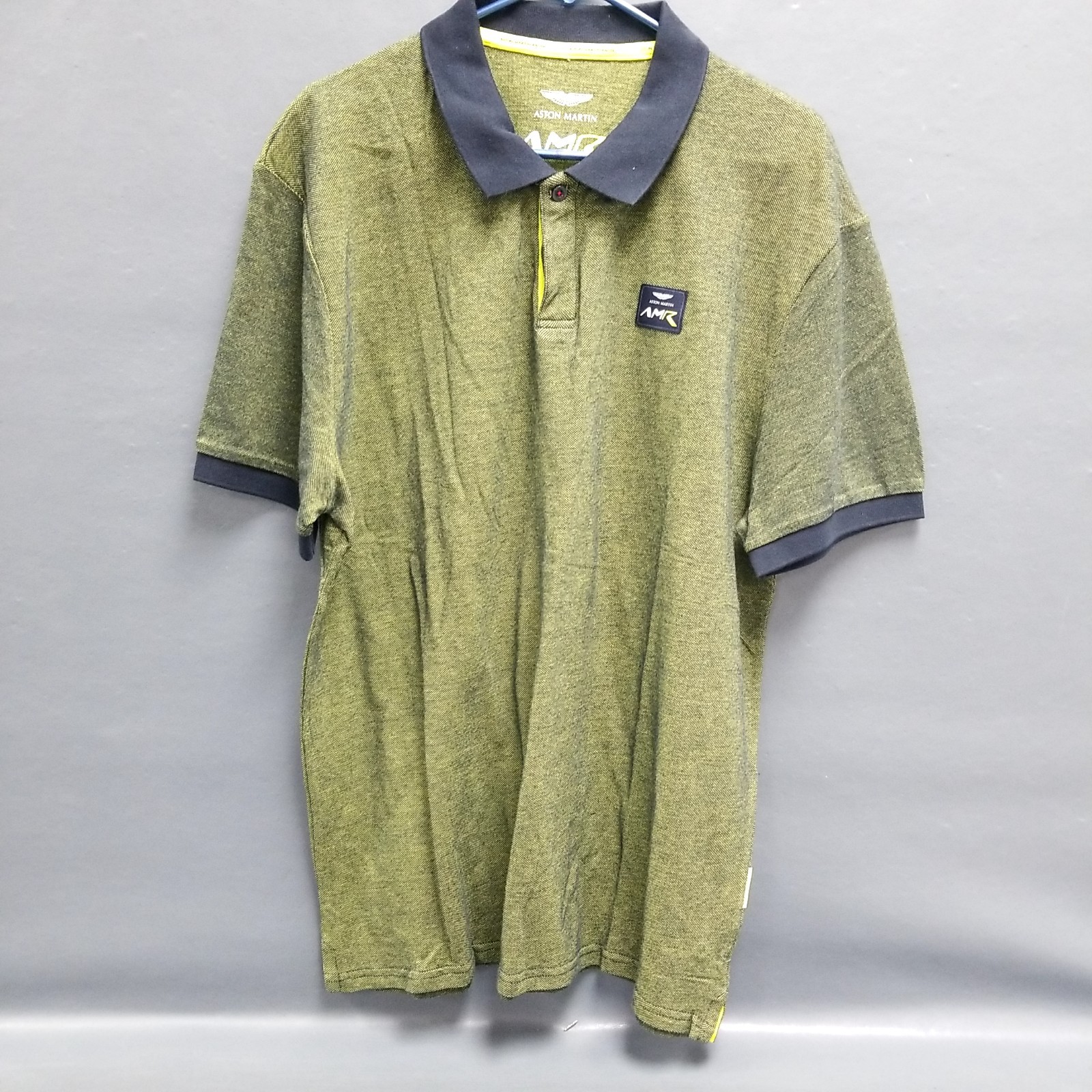 Aston Martin Racing AMR Black/Neon Green Short Sleeve Polo Shirt Men's 2XL gallery