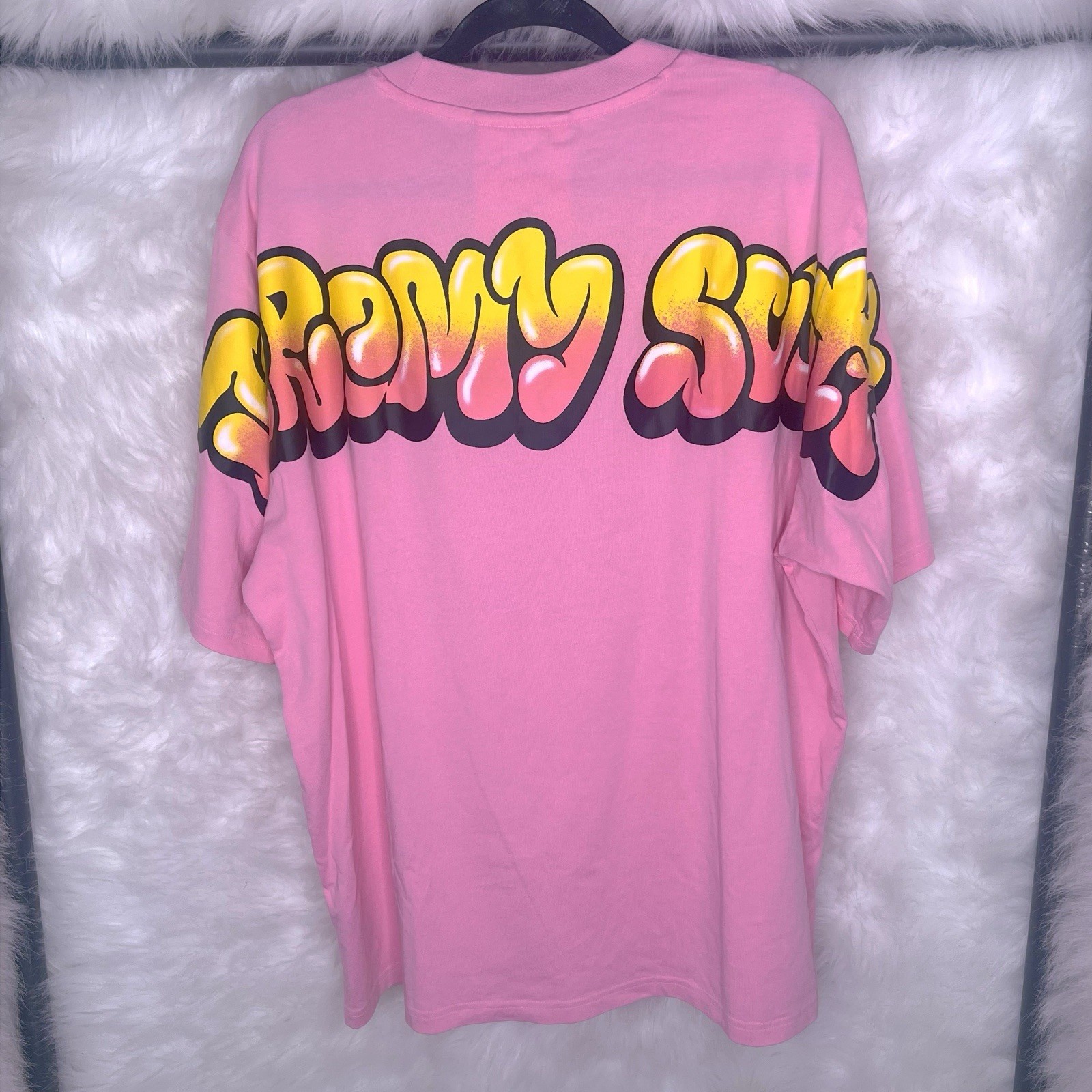 RARE Adidas Jeremy Scott Pink Graffiti T-Shirt Bubble Letters L SOLD OUT gallery