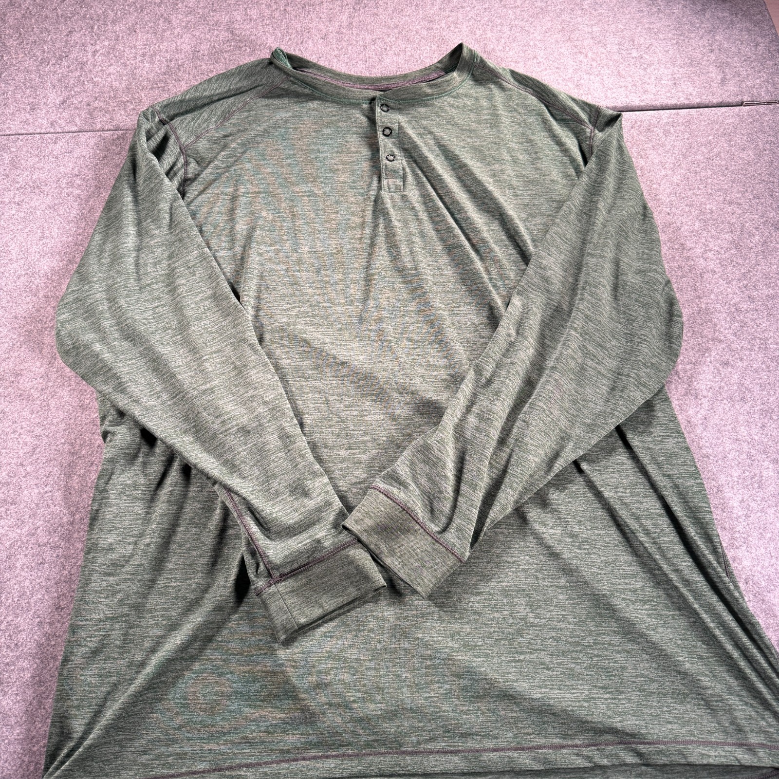 Roundtree & Yorke Performance Shirts Men 3XLT Heather Green Athletic Henley Neck gallery