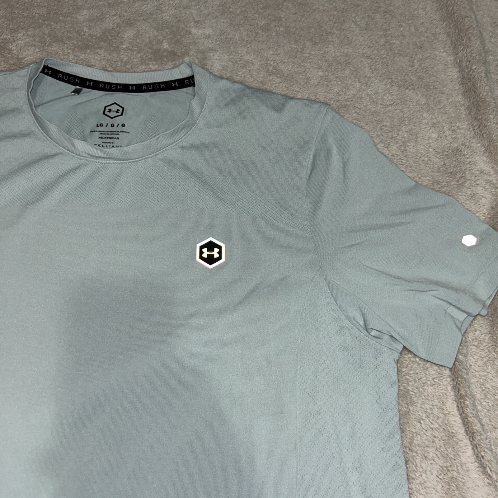 Under Armour Rush HeatGear Mens Large Blue Athletic Training Running T Shirt gallery