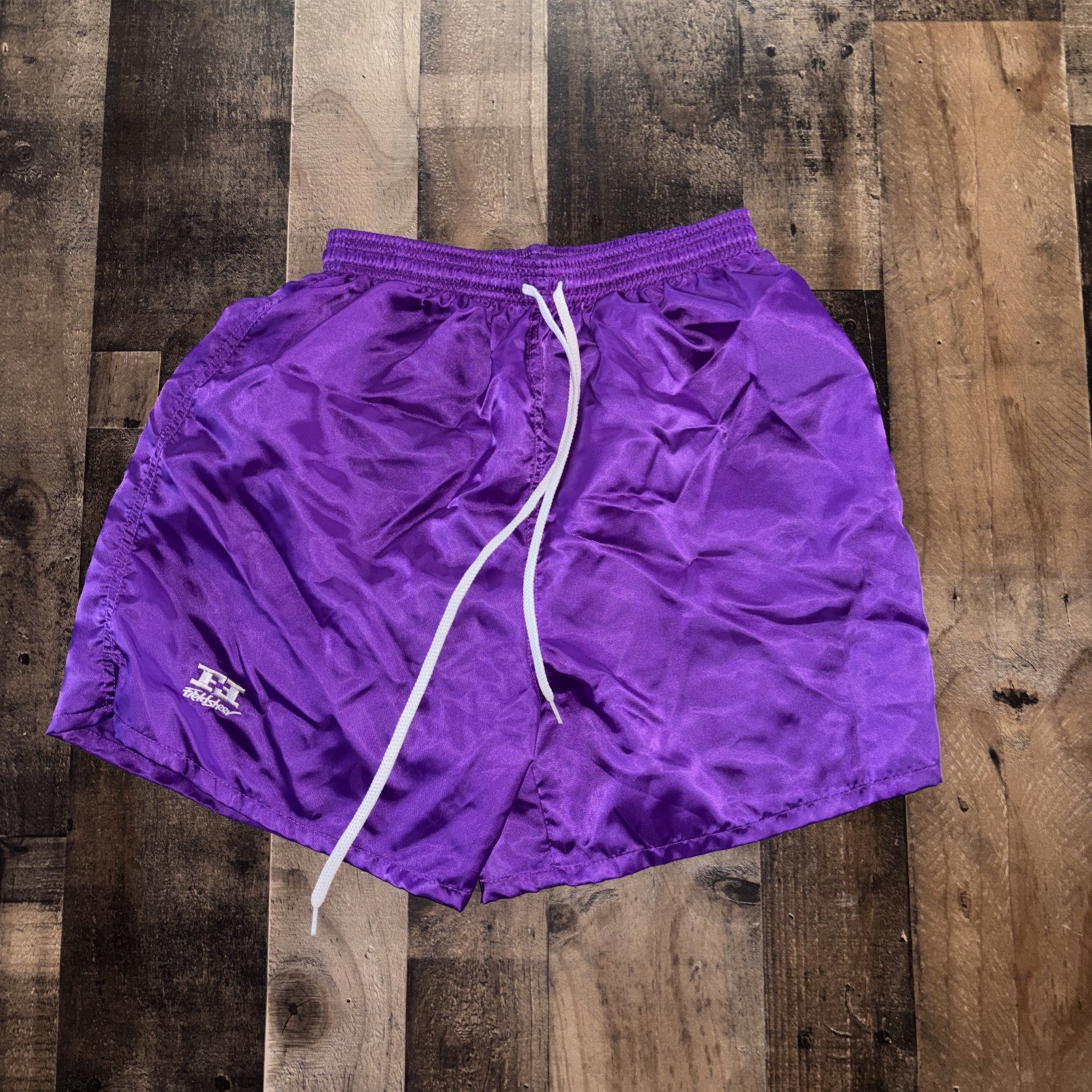 Vintage 80s 90s Nylon Athletic Soccer Running Cycling Purple Shorts Medium gallery