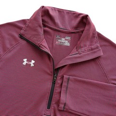 Under Armour Heat Gear Mens S Gray Pink Stripe 1/2 Zip Loose Fit Athletic Jacket